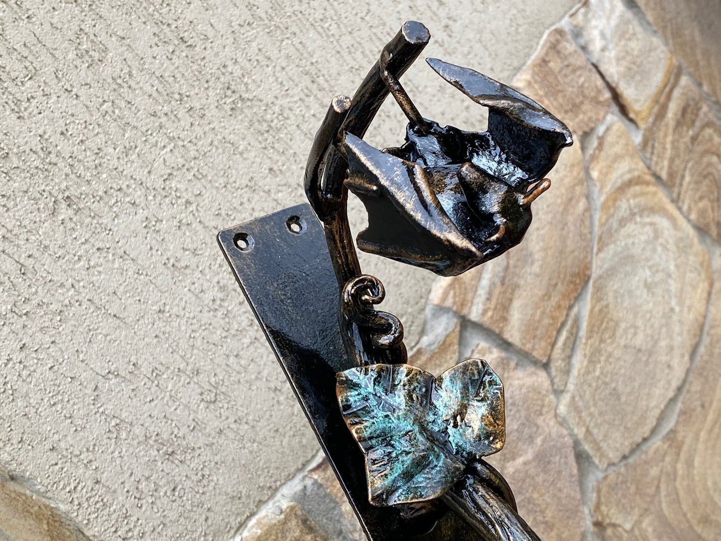 Door handle, bat, door pull, forest decor, ivy, iron gift, blacksmith, wild nature, barn, Christmas, birthday,Mothers Day,animal,anniversary