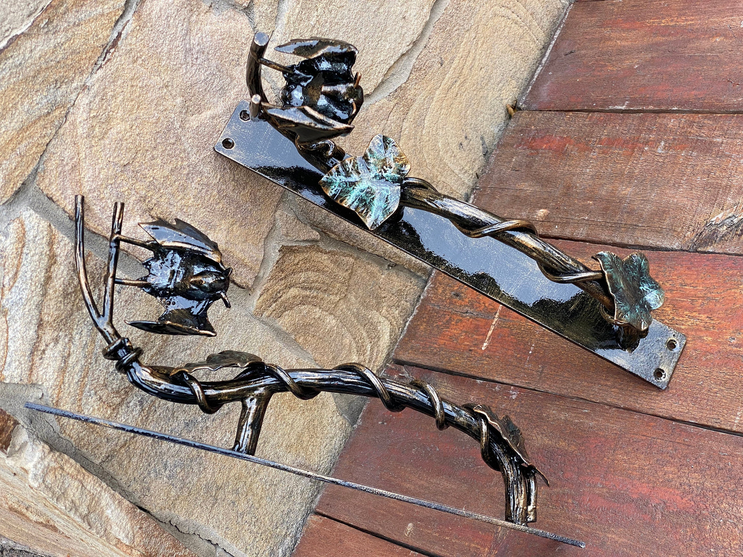 Door handle, bat, door pull, forest decor, ivy, iron gift, blacksmith, wild nature, barn, Christmas, birthday,Mothers Day,animal,anniversary