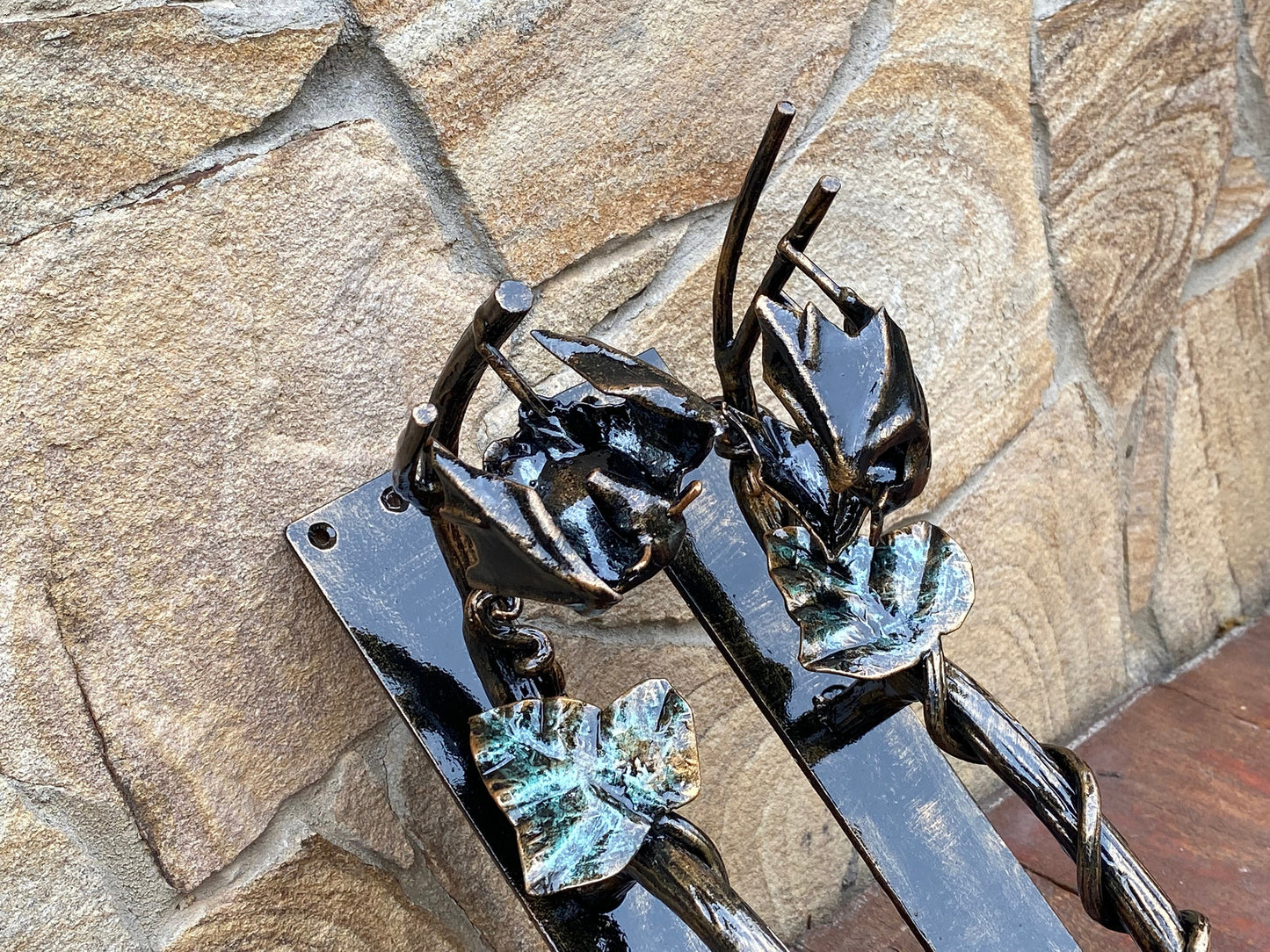 Door handle, bat, door pull, forest decor, ivy, iron gift, blacksmith, wild nature, barn, Christmas, birthday,Mothers Day,animal,anniversary