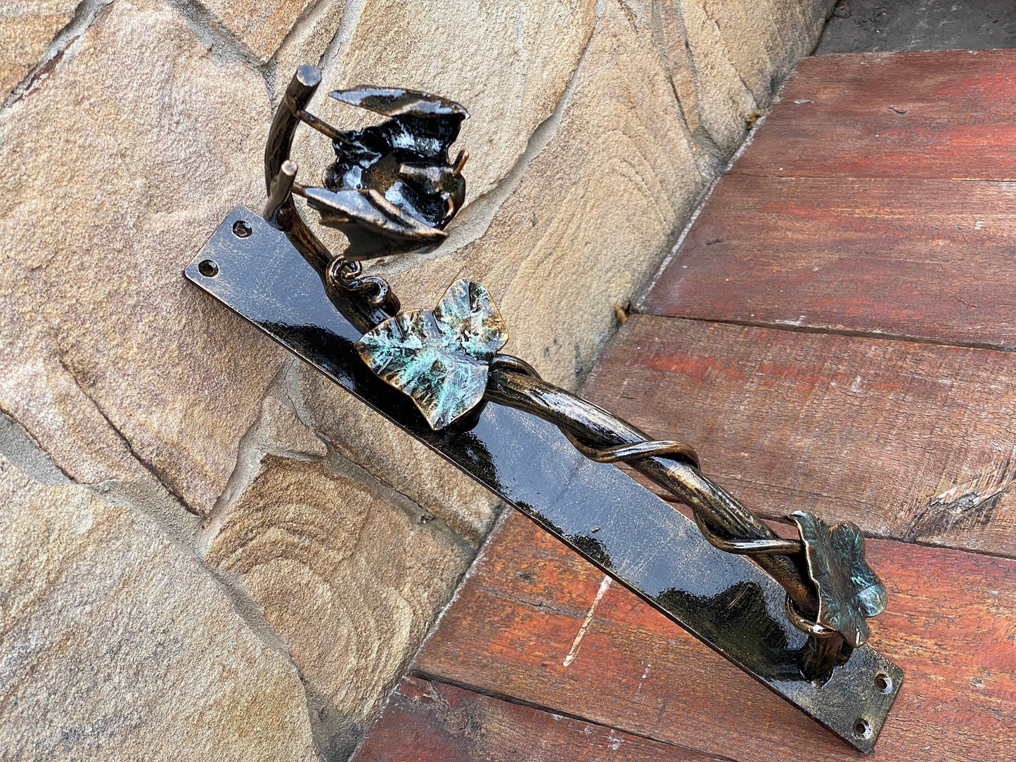 Door handle, bat, door pull, forest decor, ivy, iron gift, blacksmith, wild nature, barn, Christmas, birthday,Mothers Day,animal,anniversary