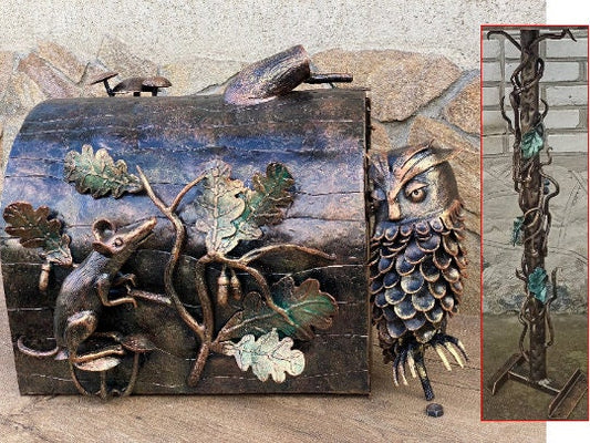 Mailbox, post box, mail box, wedding, wild nature, forest decor, house number sign, Christmas, anniversary, birthday, acorn, oak, mouse, owl