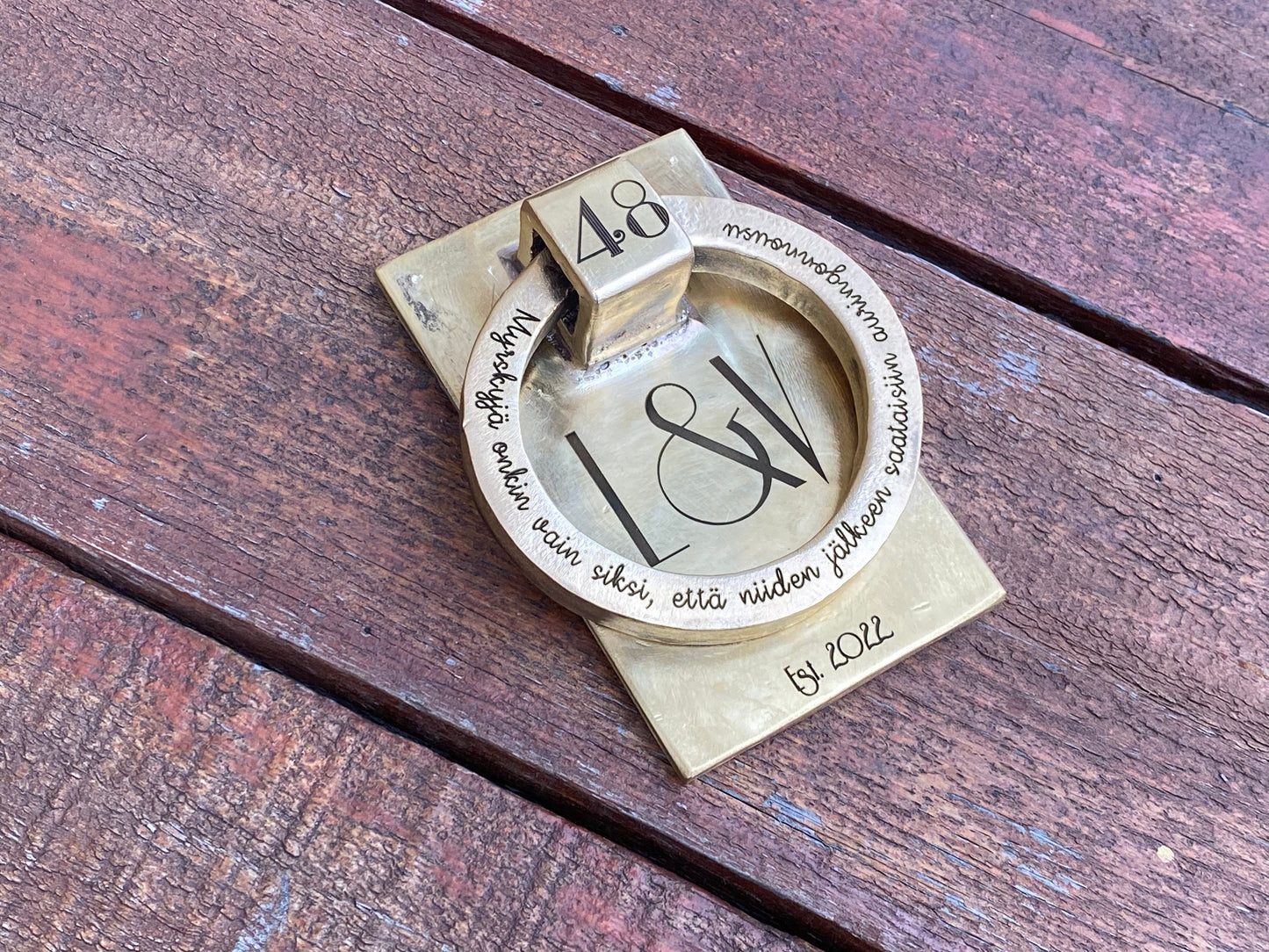 Bronze door knocker, engraved door knocker, personalized gift, door handle, door pull, door ring, bronze gift, bronze anniversary, monogram