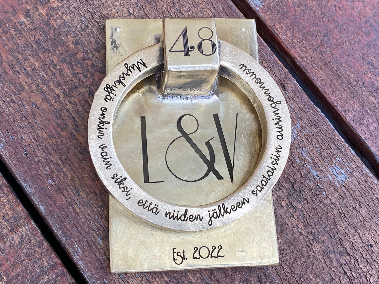 Bronze door knocker, engraved door knocker, personalized gift, door handle, door pull, door ring, bronze gift, bronze anniversary, monogram