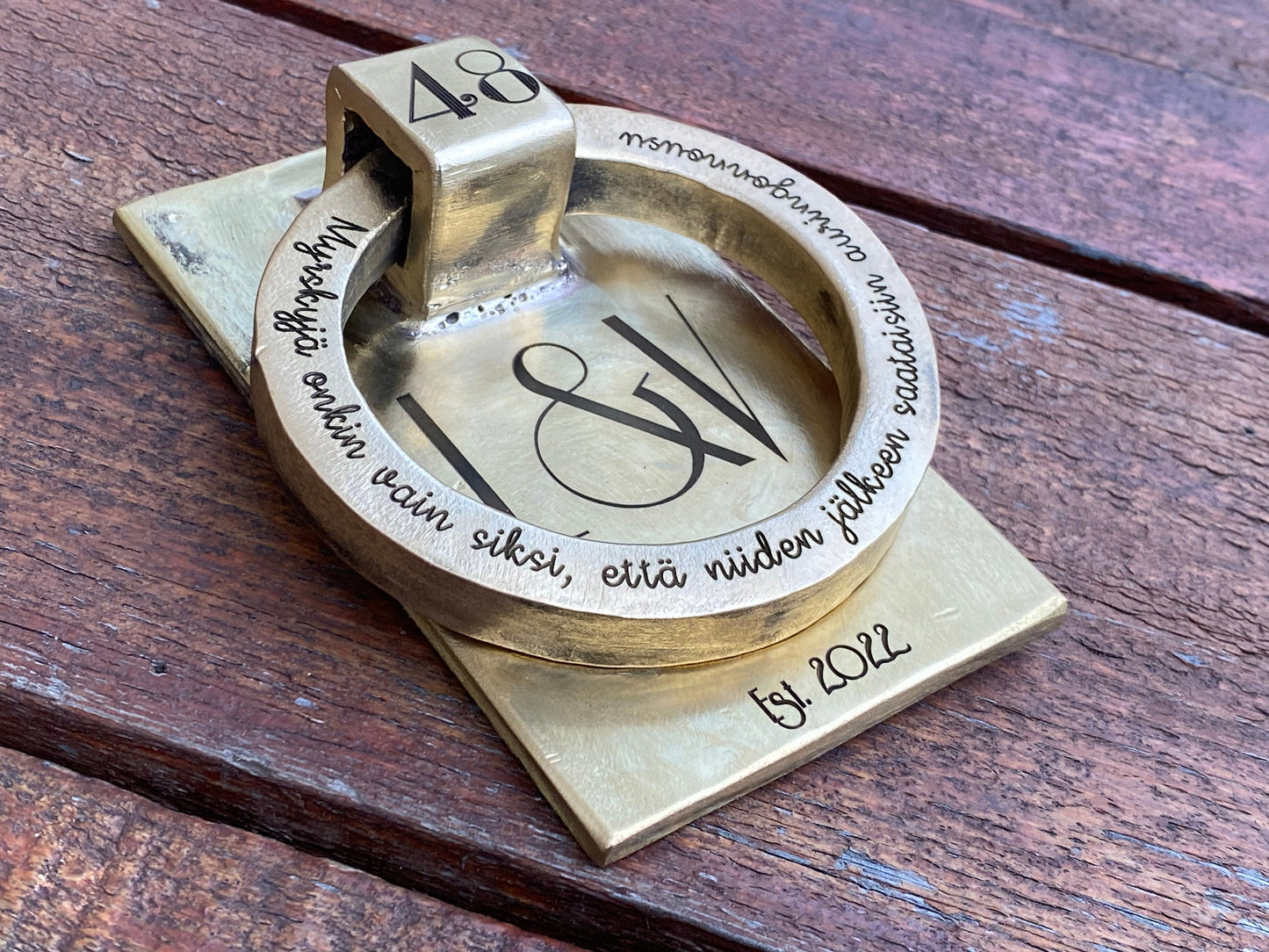 Bronze door knocker, engraved door knocker, personalized gift, door handle, door pull, door ring, bronze gift, bronze anniversary, monogram