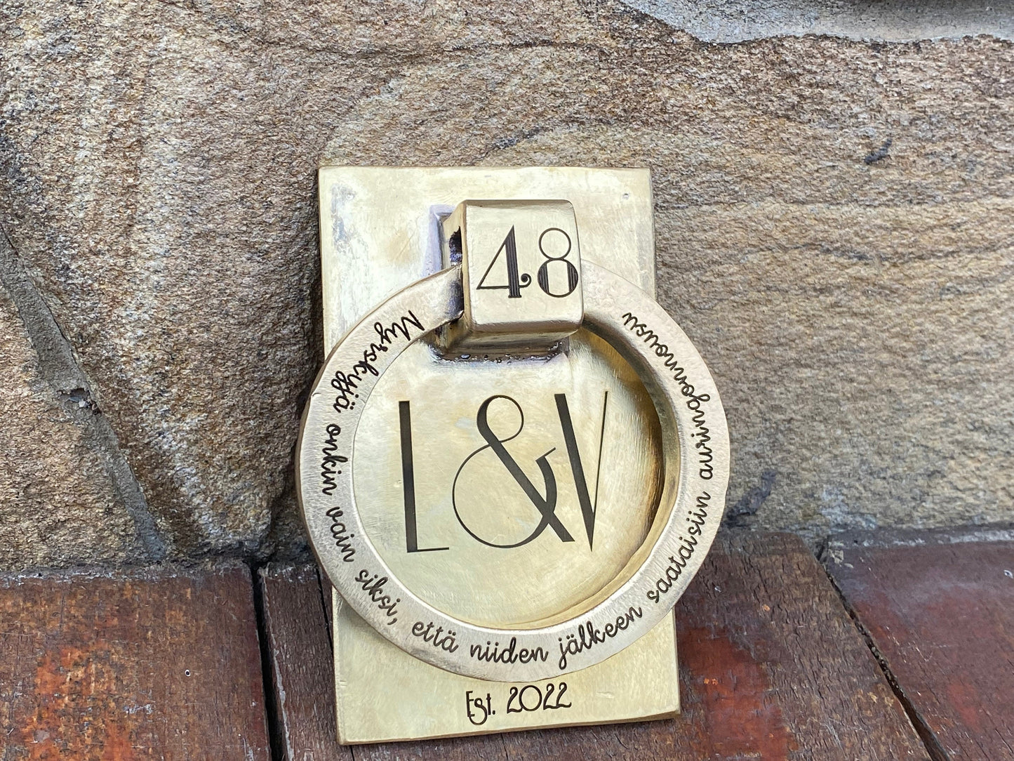 Bronze door knocker, engraved door knocker, personalized gift, door handle, door pull, door ring, bronze gift, bronze anniversary, monogram