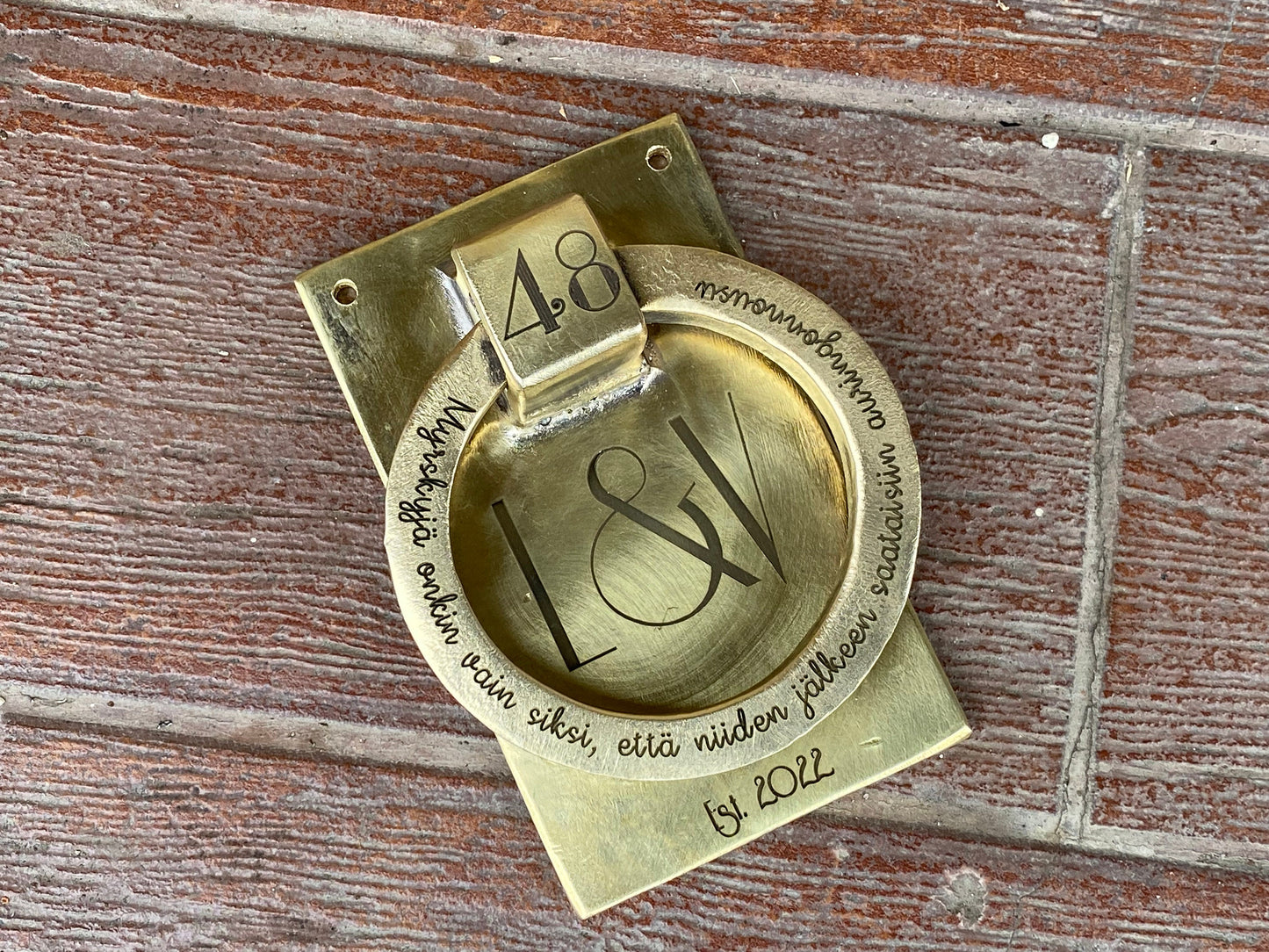 Bronze door knocker, engraved door knocker, personalized gift, door handle, door pull, door ring, bronze gift, bronze anniversary, monogram