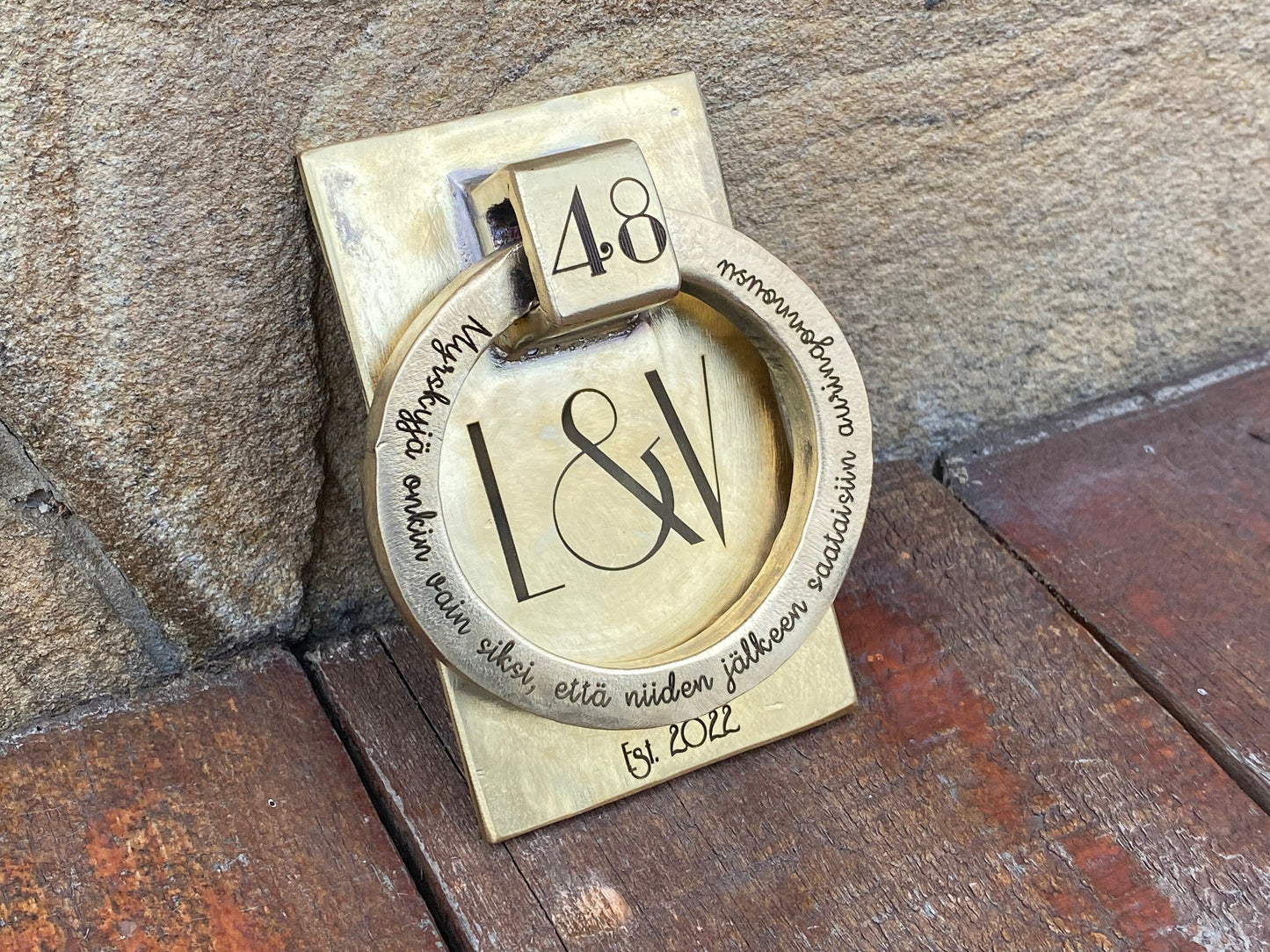 Bronze door knocker, engraved door knocker, personalized gift, door handle, door pull, door ring, bronze gift, bronze anniversary, monogram
