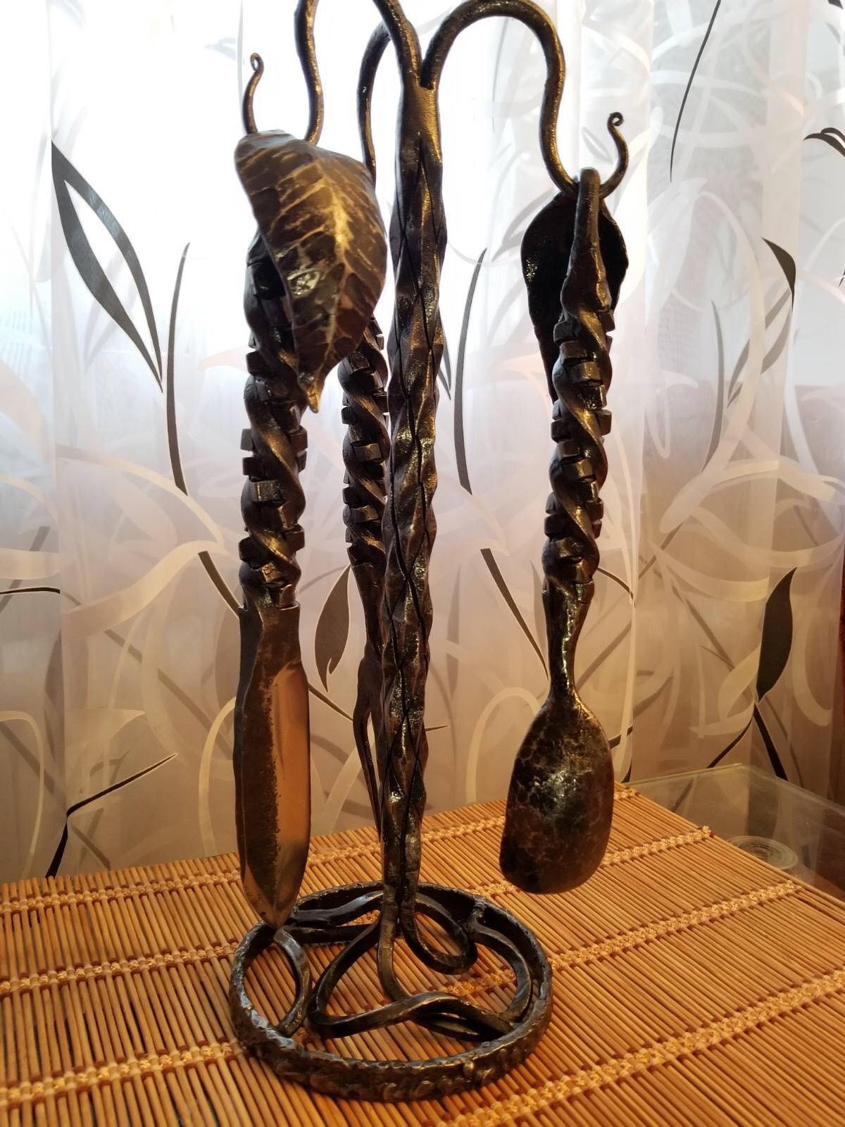 Spoon, fork, knife, cutlery, medieval, castle decor, flatware, fire poker, BBQ, dining set, birthday, anniversary, Christmas, camping, party