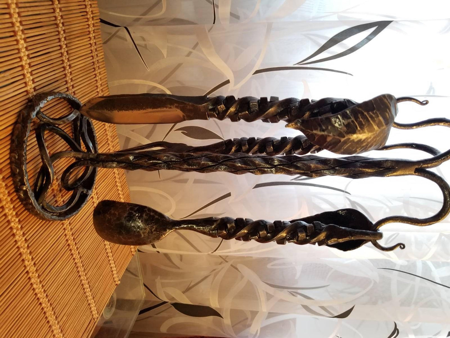 Spoon, fork, knife, cutlery, medieval, castle decor, flatware, fire poker, BBQ, dining set, birthday, anniversary, Christmas, camping, party