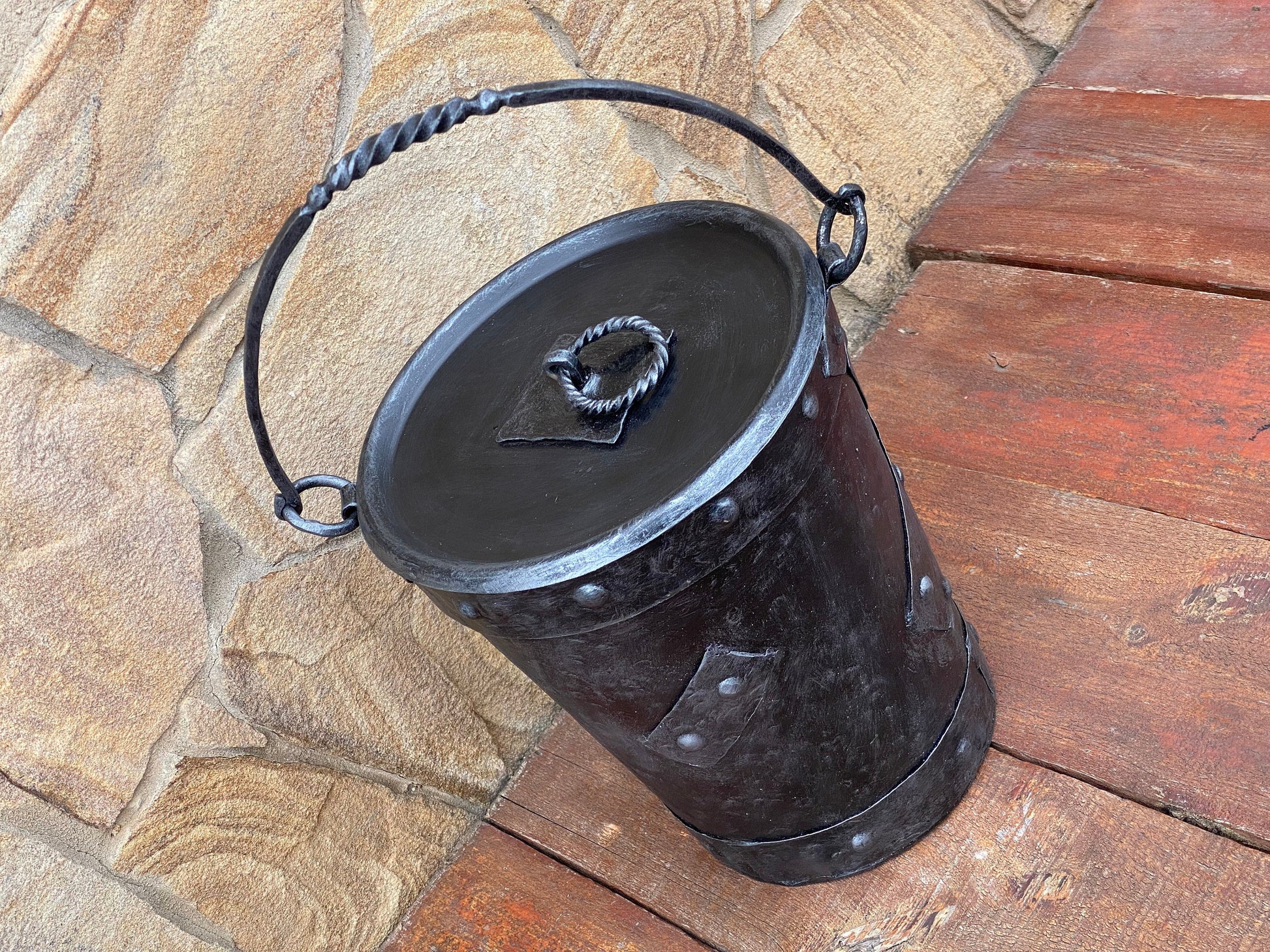 Bucket, rustic bucket, party decor, fireplace, fire poker, shovel, anniversary, birthday, Christmas, renovation,fireplace screen,Fathers Day