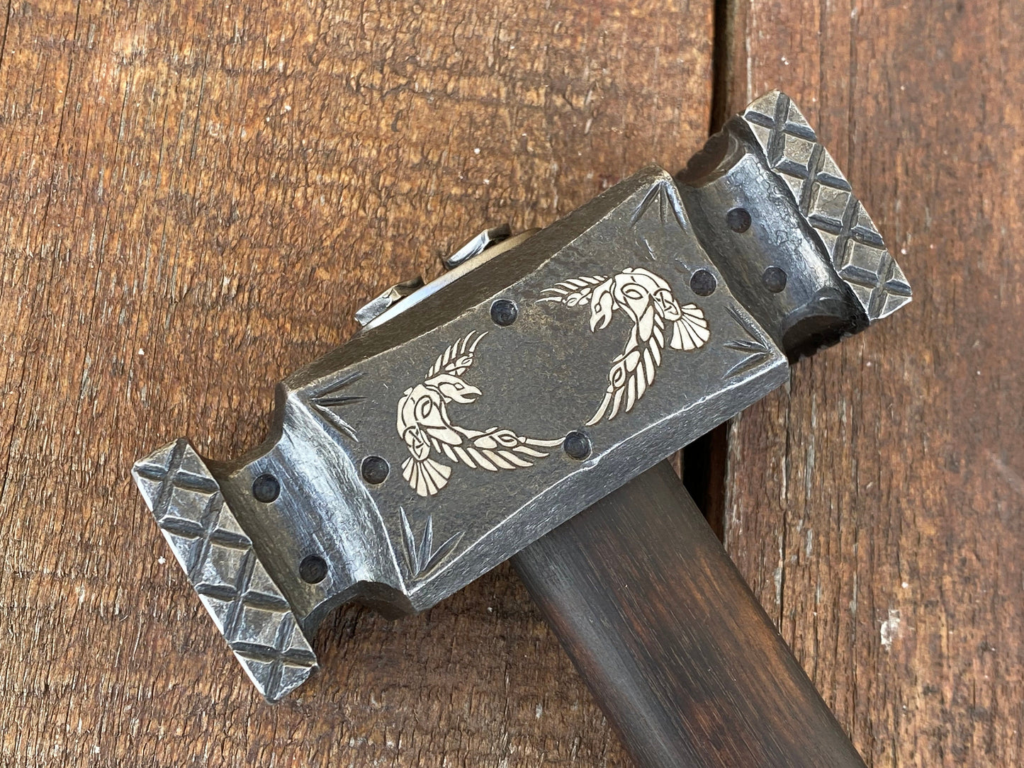 Hammer, raven, crow, Celtic gift, graduation gift, groomsmen gift, 6th anniversary, 11th anniversary, bridesmaid, newlyweds, engagement gift