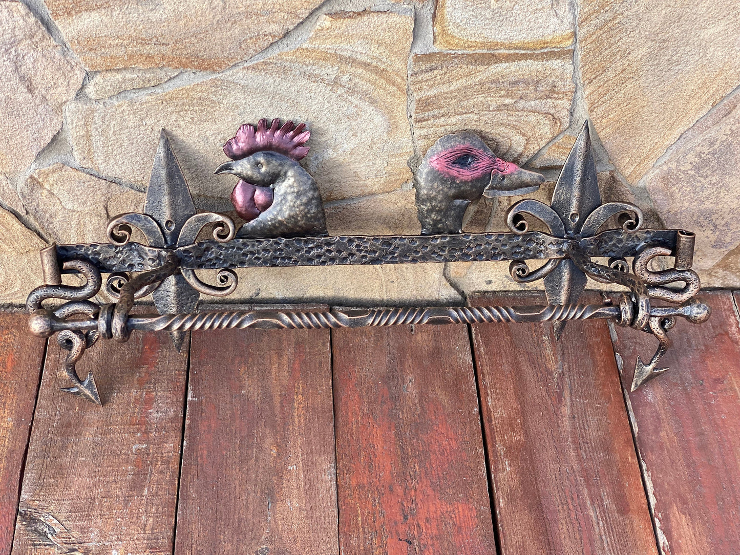 Towel rack, rooster, duck, farm, ranch, hook, hanger, towel ring, rack, shelf, birthday, Christmas, anniversary, farmhouse, rustic decor