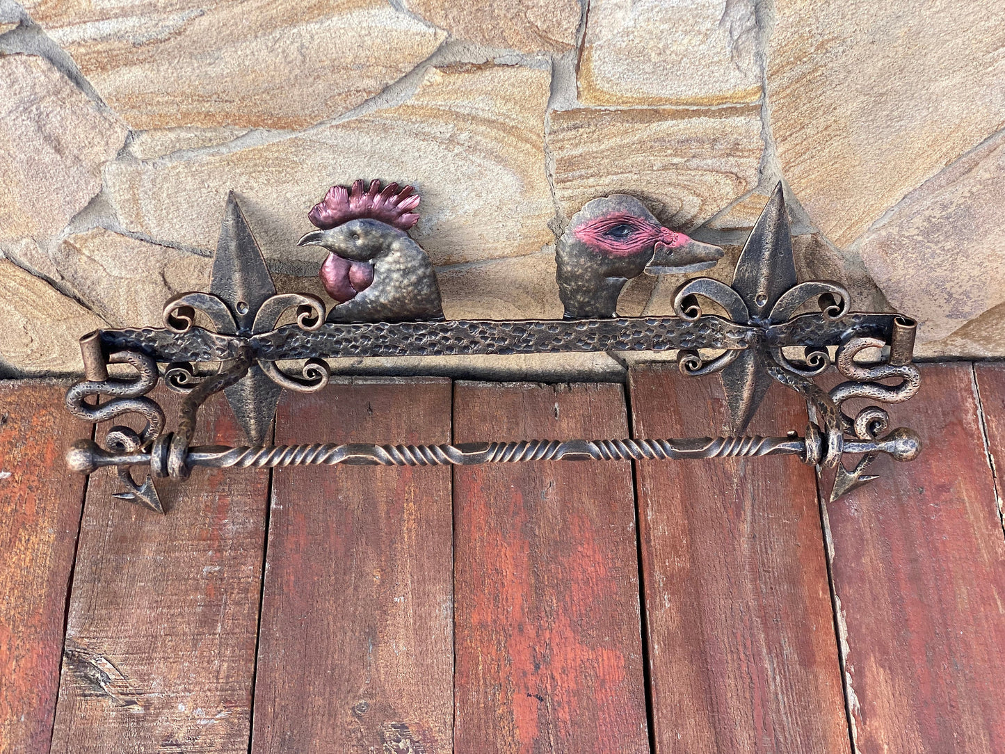 Towel rack, rooster, duck, farm, ranch, hook, hanger, towel ring, rack, shelf, birthday, Christmas, anniversary, farmhouse, rustic decor