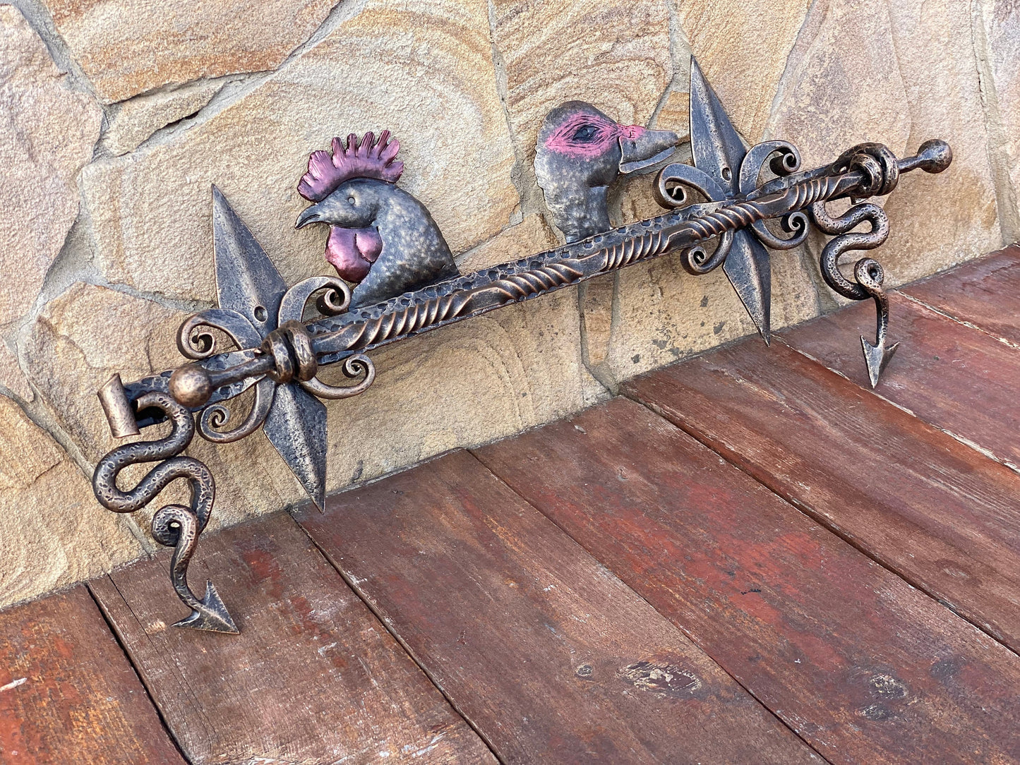 Towel rack, rooster, duck, farm, ranch, hook, hanger, towel ring, rack, shelf, birthday, Christmas, anniversary, farmhouse, rustic decor