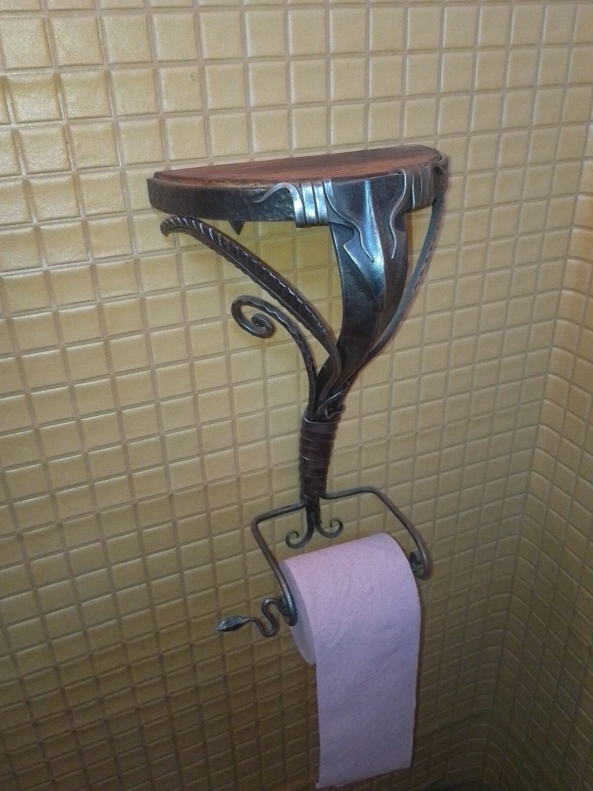 TP holder, toilet paper holder, toilet paper, medieval, bathroom, rack, hook, birthday, Christmas, anniversary, blacksmith, shelf, table