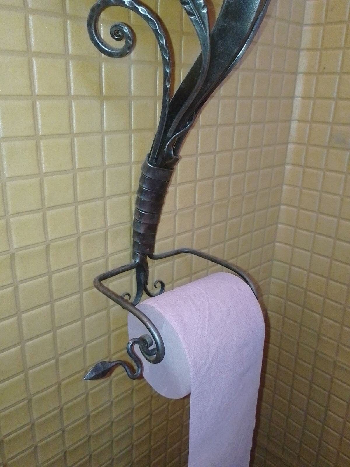 TP holder, toilet paper holder, toilet paper, medieval, bathroom, rack, hook, birthday, Christmas, anniversary, blacksmith, shelf, table