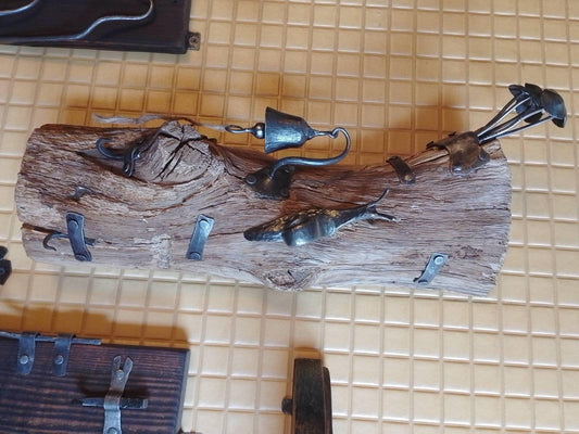 Hooks, bell, snail, medieval, forest, trunk, nature, birthday, anniversary, Christmas, 5th anniversary, wooden gift, forgedcommodities