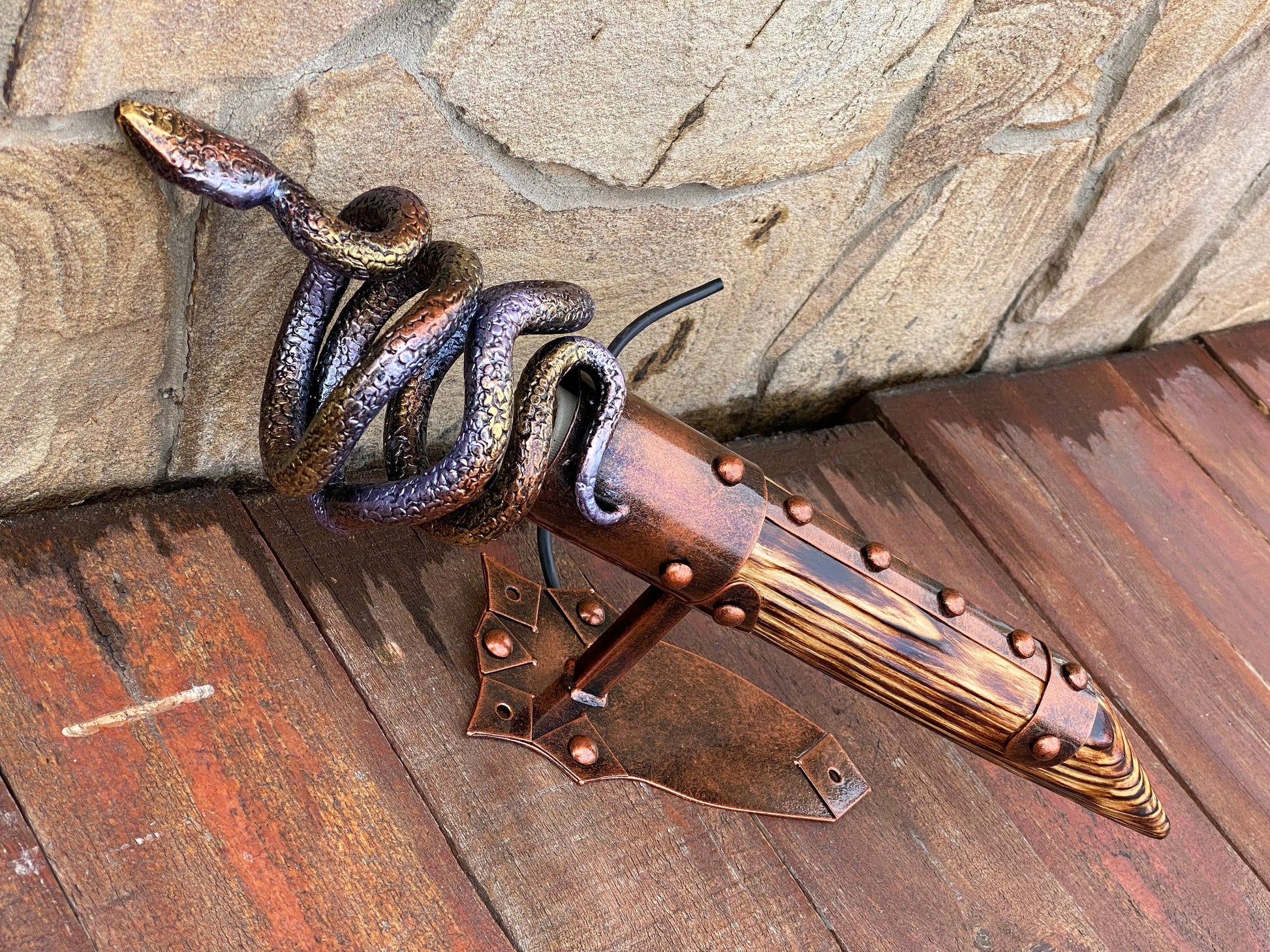Snake sconce, wall sconce, snake, medieval, torch, castle, viking, forest decor, birthday, anniversary, Christmas, Halloween,party,wall lamp