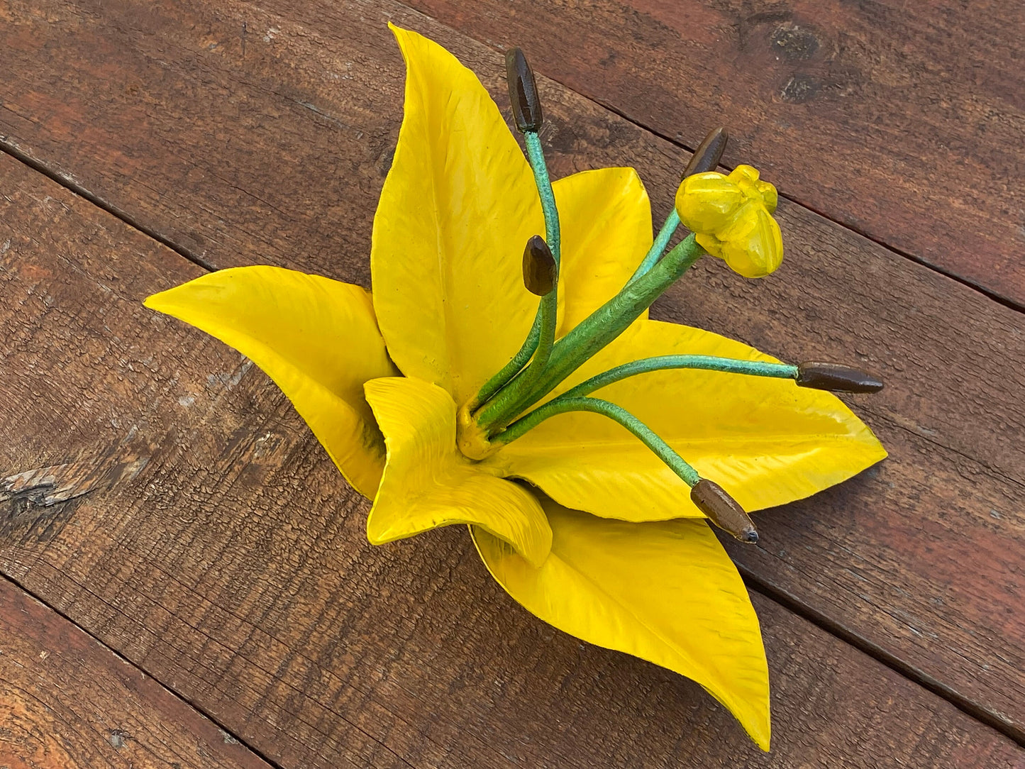 Lily, flower head, bride, hand forged flower, Christmas, Mothers Day, wedding, anniversary, birthday, 11th anniversary, silk flower, party