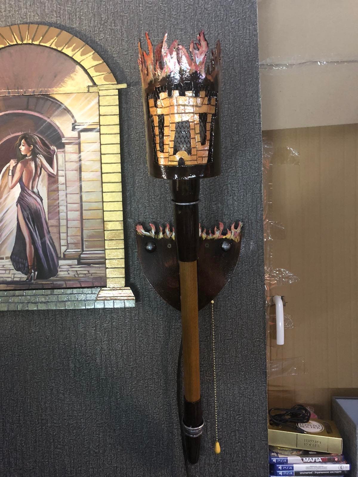 Wall sconce, torch, sword, axe, tower, viking, rustic lantern, renovation, porch lamp, torch lamp, castle decor, medieval castle,Middle Ages