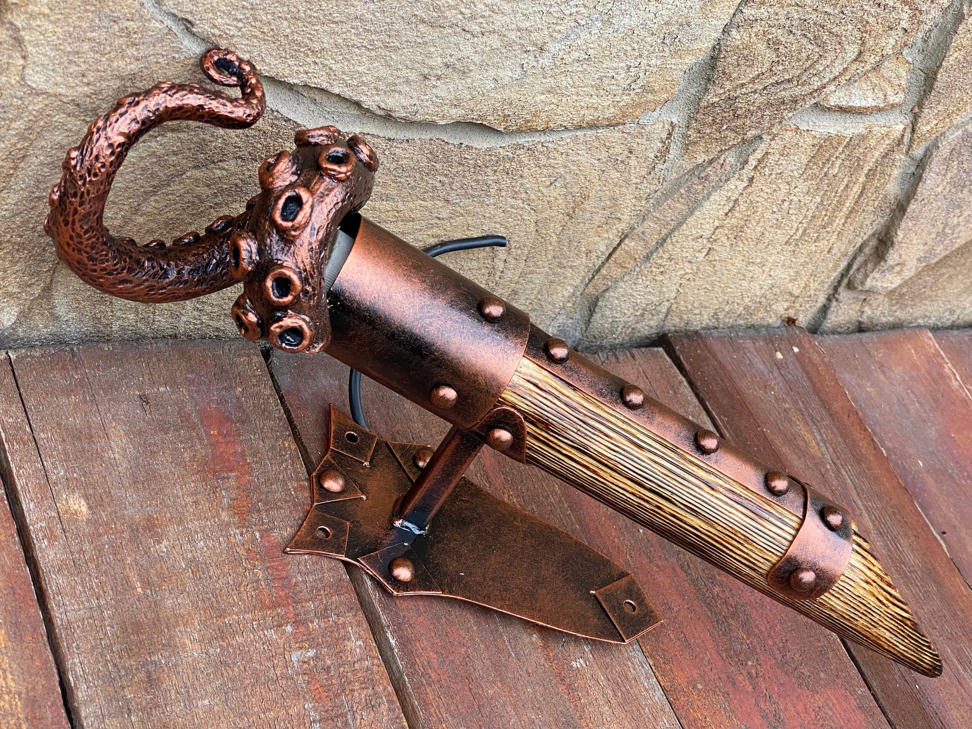 Wall sconce, tentacle, octopus, ocean theme, wedding, coastal decor, medieval, sconce, torch, castle, Christmas, birthday, anniversary, lamp