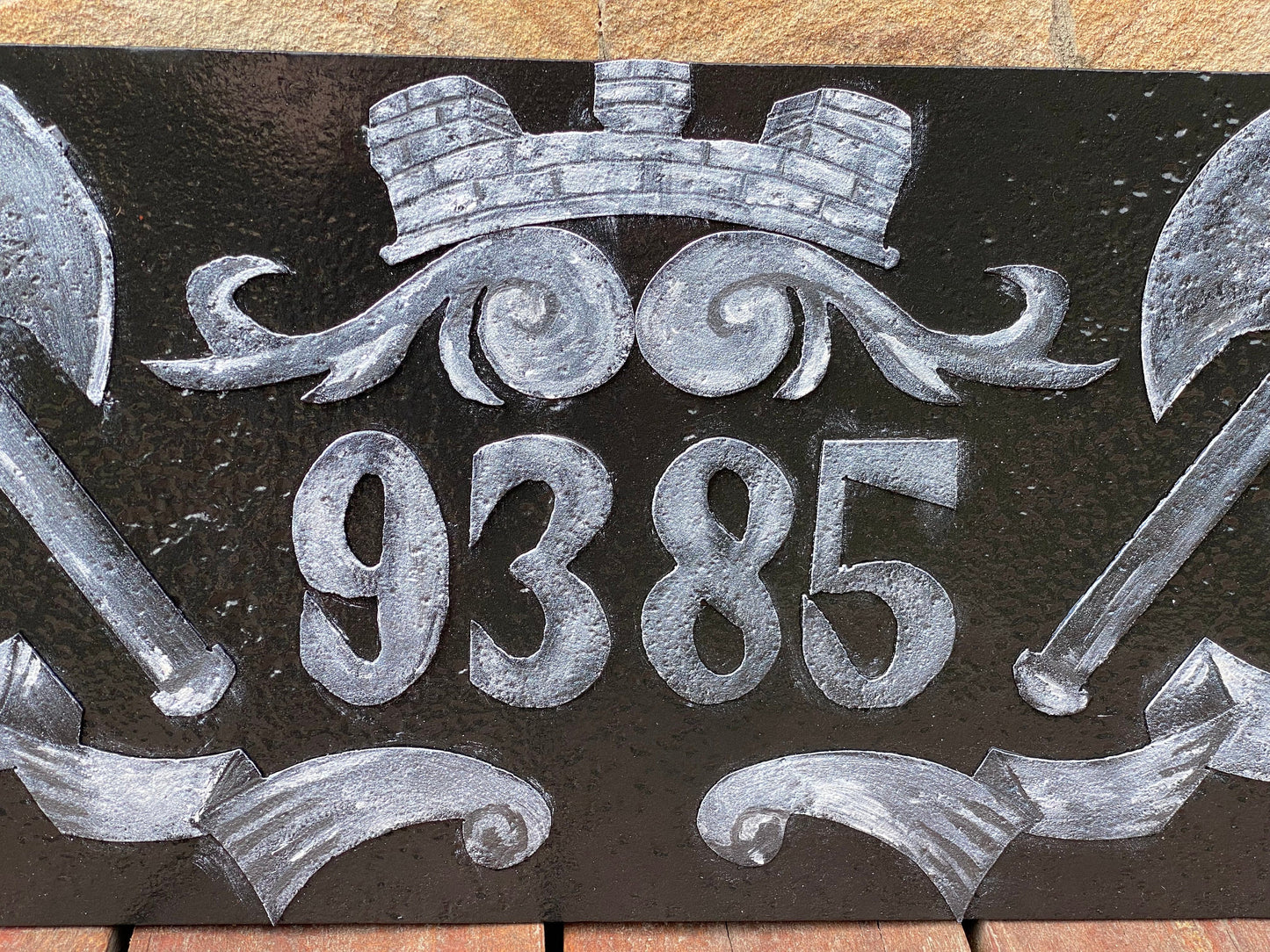 House number plaque, medieval, castle, renovation, house number sign, street number, Christmas, anniversary, birthday, garden, axe, viking