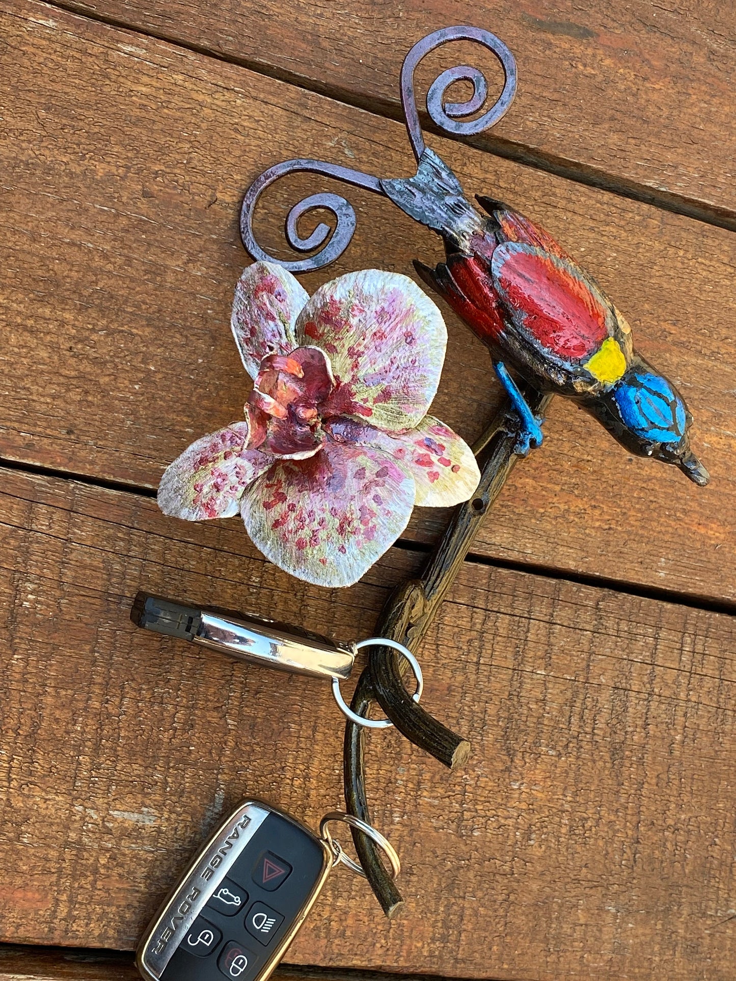Hook, key hook, wall hanger, key holder, Mothers Day, gift for mom, hallway, hanger, towel hook, kitchen hook, bird, orchid, retirement
