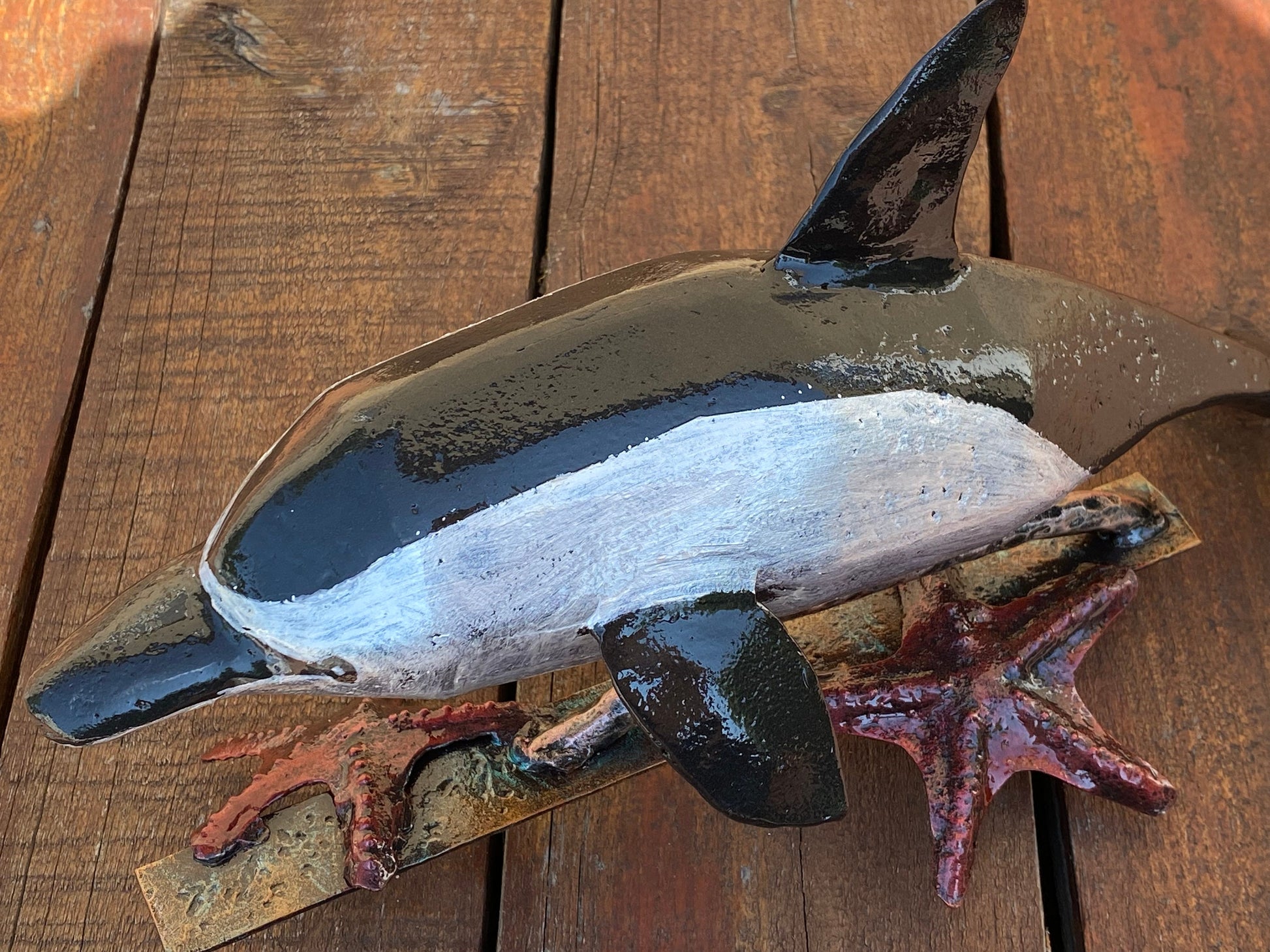 Dolphin, starfish, coastal decor, Christmas, anniversary, birthday, beach decor, wild life, ocean decor, sea life, nautical gift, fishman