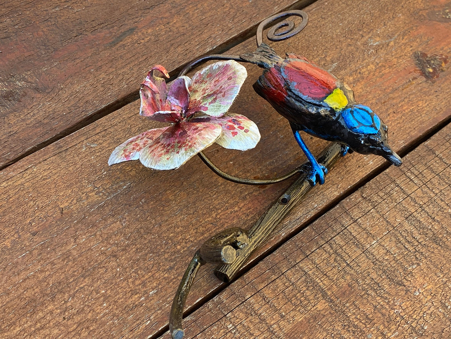 Hook, key hook, wall hanger, key holder, Mothers Day, gift for mom, hallway, hanger, towel hook, kitchen hook, bird, orchid, retirement