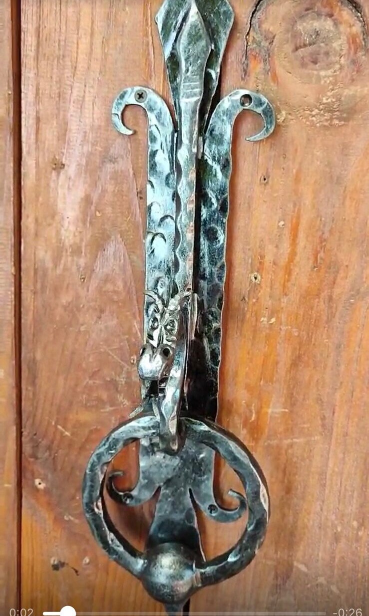 Door knocker, dragon, 6th anniversary, medieval, viking, midcentury, antique, door handle, renovation, barn, Christmas, birthday,anniversary