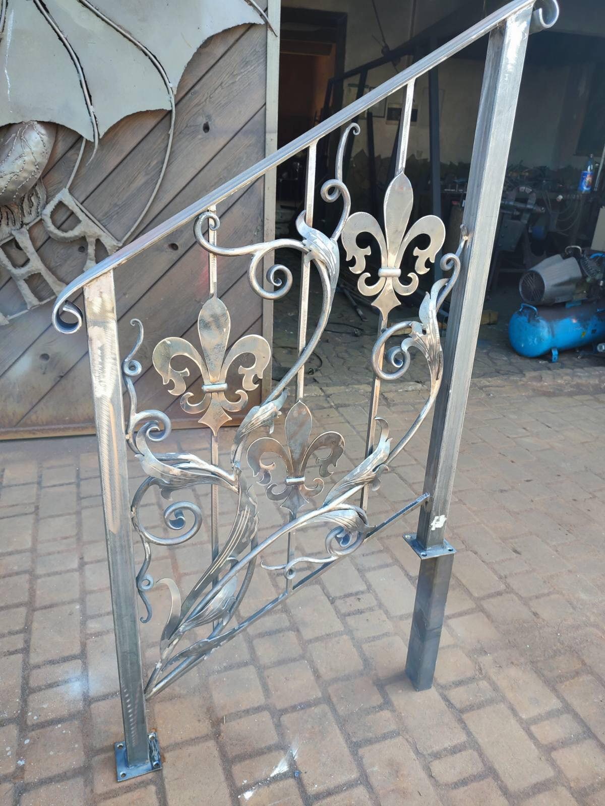 Stair railing, staircase, fleur-de-lis, balcony railing, railing, handrail, groomsman, 11th anniversary, terrace, Christmas, renovation