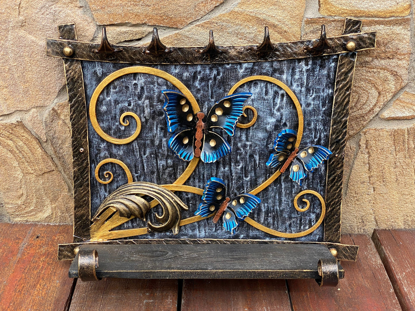 Wall key holder, Christmas, hook, shelf, rack, key holder, entryway, hallway, butterfly, rustic, birthday, anniversary,Mothers Day,dragonfly