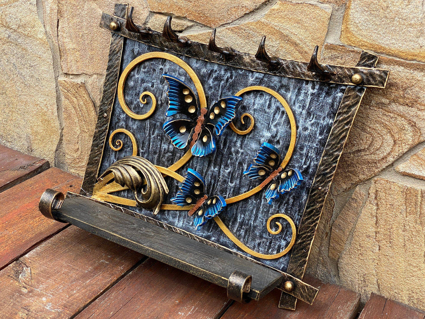 Wall key holder, Christmas, hook, shelf, rack, key holder, entryway, hallway, butterfly, rustic, birthday, anniversary,Mothers Day,dragonfly