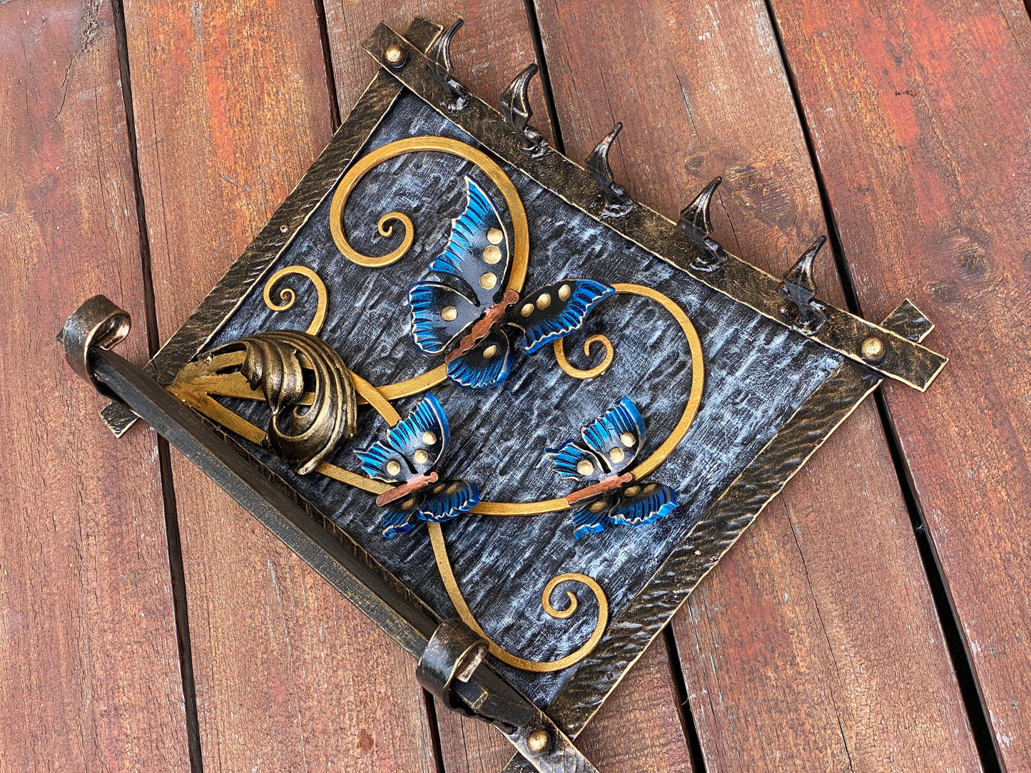 Wall key holder, Christmas, hook, shelf, rack, key holder, entryway, hallway, butterfly, rustic, birthday, anniversary,Mothers Day,dragonfly