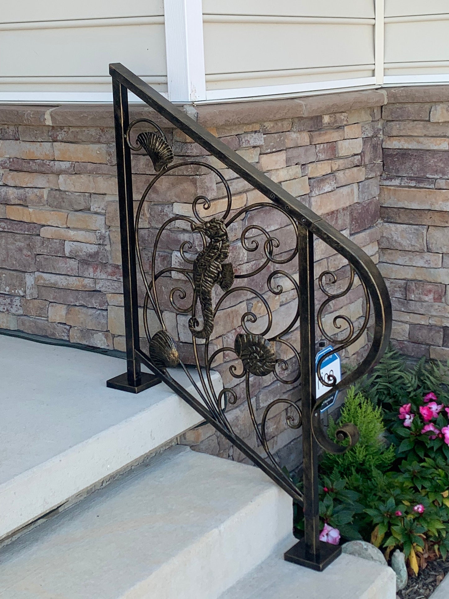 Stair railing, ocean theme, balcony, wedding, railing, handrail, bridemaid, groomsmen, bride, renovation, porch, terrace, seahorse,sea theme