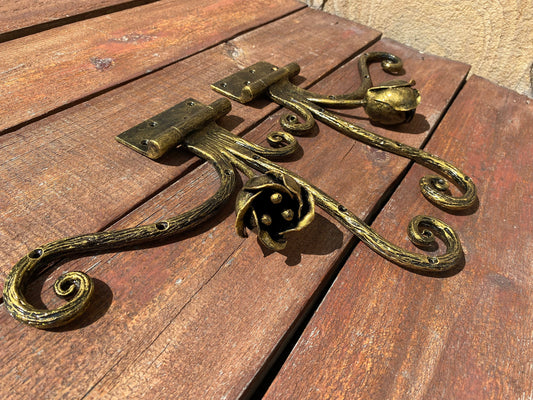 Strap hinges, flower, renovation, door, door hinge, Middle Ages, birthday, anniversary, gate, wicket, garden, hinge, hardware, door handle