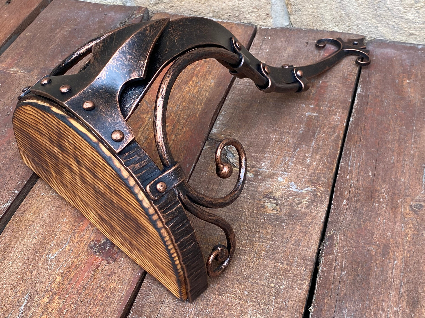 Flower pot holder, book stand, key holder, lamp stand, hook, wall sconce, medieval, shelf, rack, birthday, anniversary, viking, midcentury