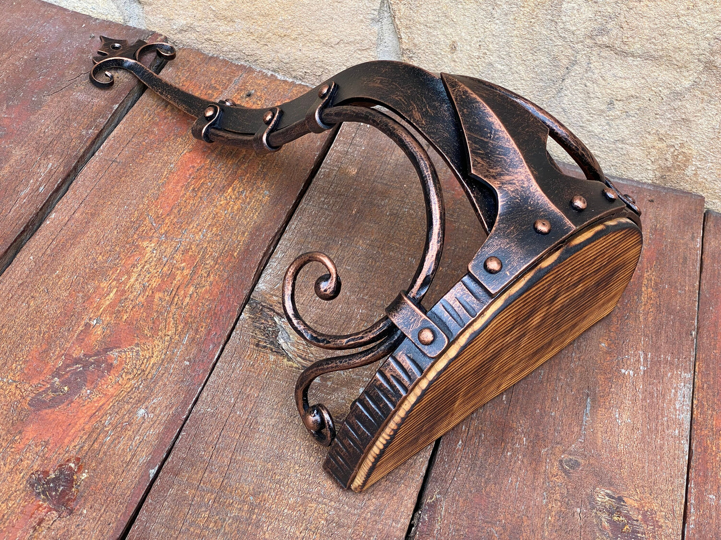 Flower pot holder, book stand, key holder, lamp stand, hook, wall sconce, medieval, shelf, rack, birthday, anniversary, viking, midcentury