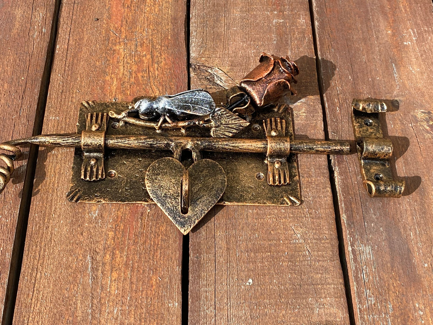 Latch, door latch, rose, flower, wild nature, birthday, door handle, gate latch, gate, lock, Christmas, yard, turn drop bar latch, garden