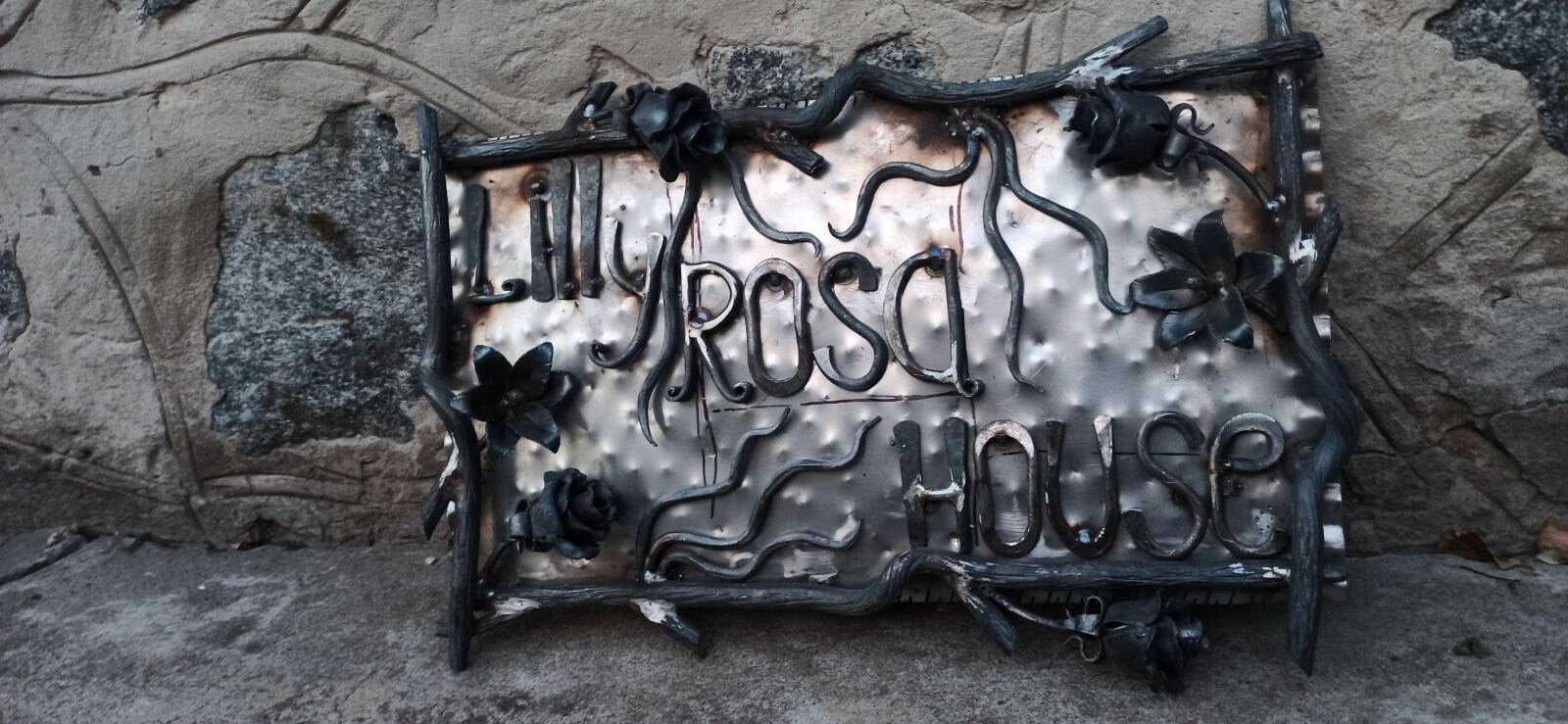 Sign, flowers, plaque, garden, family monogram, quote plaque, cafe plate, steel script, anniversary, birthday, Christmas, address plaque,mom