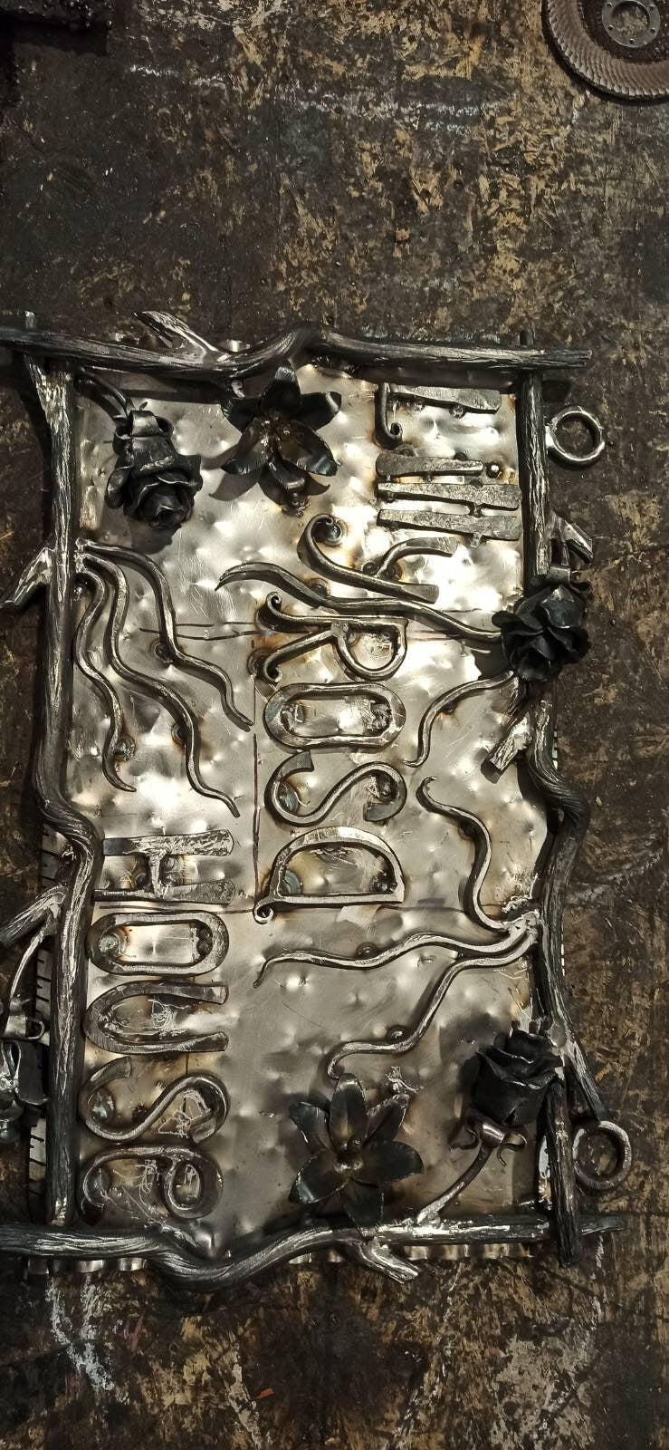 Sign, flowers, plaque, garden, family monogram, quote plaque, cafe plate, steel script, anniversary, birthday, Christmas, address plaque,mom