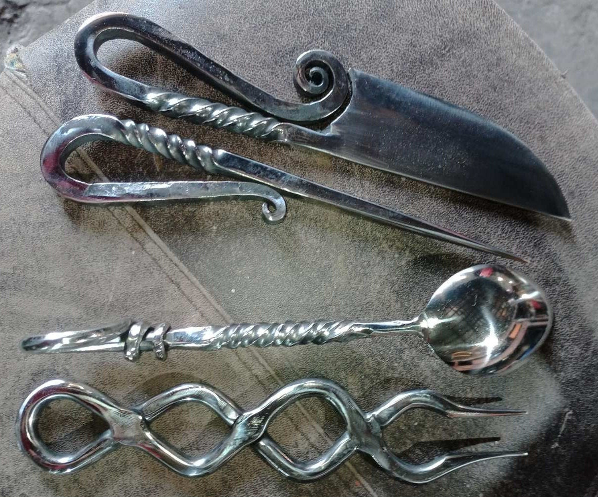 Stainless steel, flatware, kitchen gift, cutlery, skewer, BBQ fork, fork, spoon, knife, medieval, steel gift,camping,travelers gift,birthday