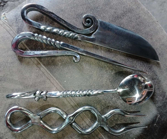 Stainless steel, flatware, kitchen gift, cutlery, skewer, BBQ fork, fork, spoon, knife, medieval, steel gift,camping,travelers gift,birthday