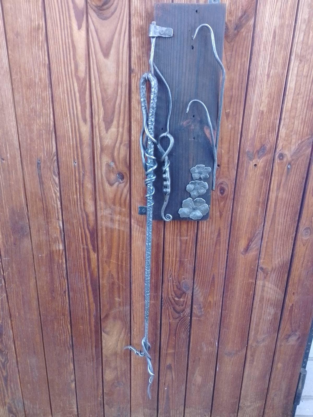 Fire poker, wall hook, fireplace, hook, gift for dad, firewood holder, fire pit, iron gift, 6th anniversary, birthday, Christmas,Fathers Day