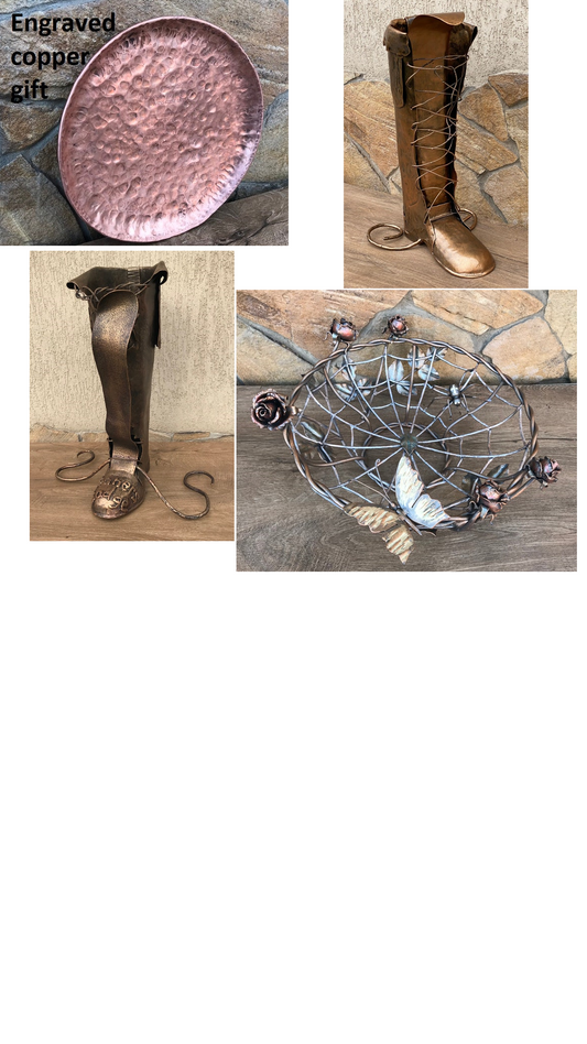 Custom listing for Michael (Part 2): 2 boots, fruit bowl, copper plate