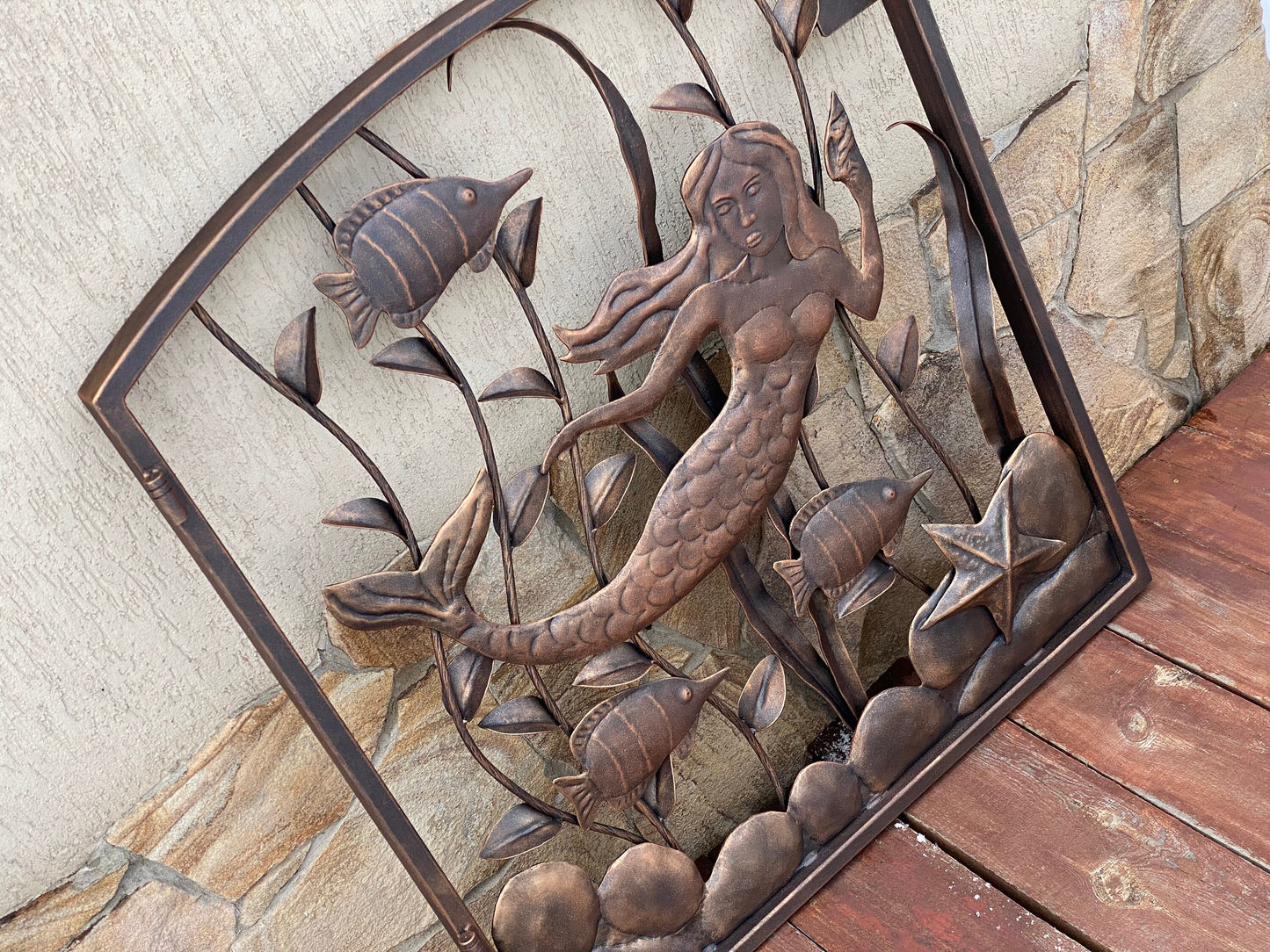 Gate, wicket, door, garden, Mothers Day, mermaid, ocean theme, coastal decor, railing, stair railing, renovation,Christmas,Neptune,Poseidon