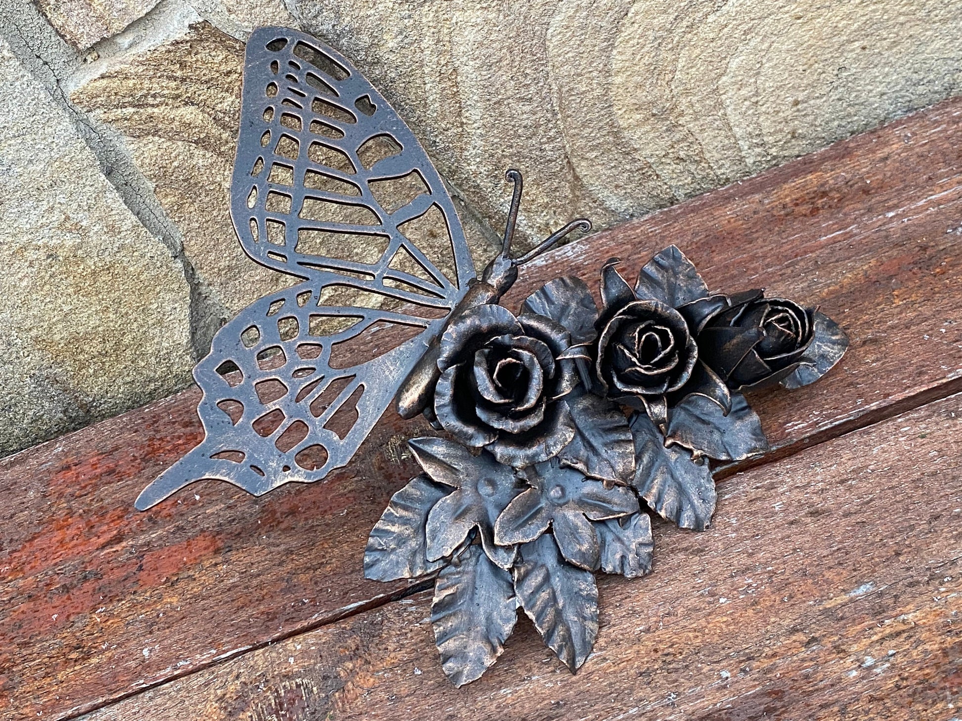 Door handle, door pull, butterfly, rose, garden, forest, wild nature, gate, Mothers Day, Christmas, hinges, hardware, birthday, anniversary