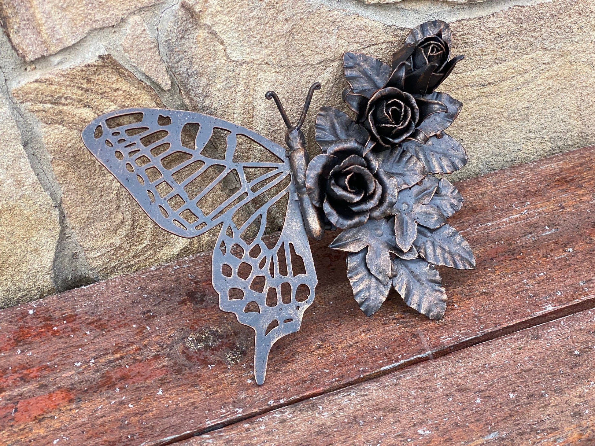 Door handle, door pull, butterfly, rose, garden, forest, wild nature, gate, Mothers Day, Christmas, hinges, hardware, birthday, anniversary