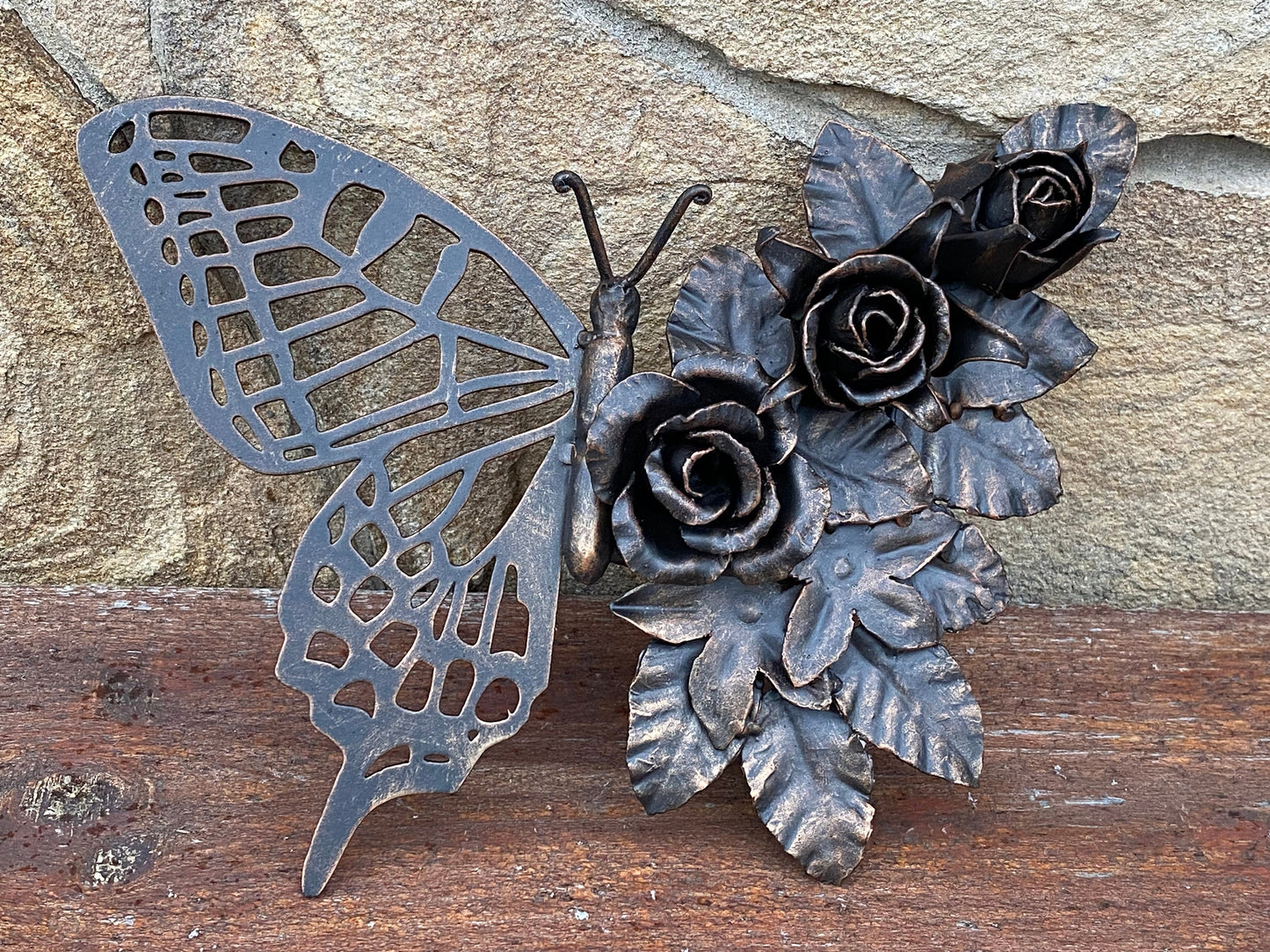 Door handle, door pull, butterfly, rose, garden, forest, wild nature, gate, Mothers Day, Christmas, hinges, hardware, birthday, anniversary