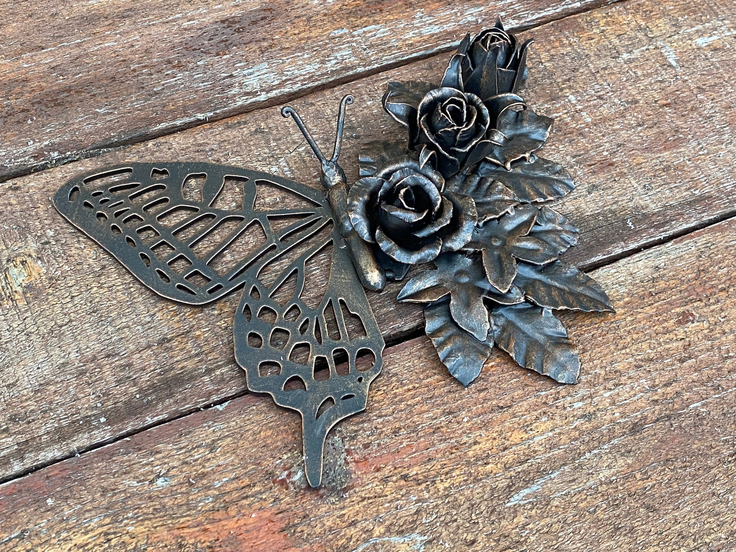 Door handle, door pull, butterfly, rose, garden, forest, wild nature, gate, Mothers Day, Christmas, hinges, hardware, birthday, anniversary